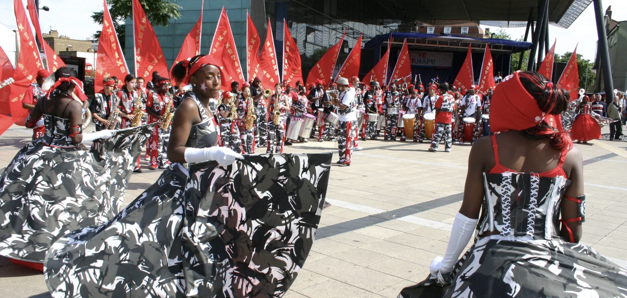Performers on stage at an event