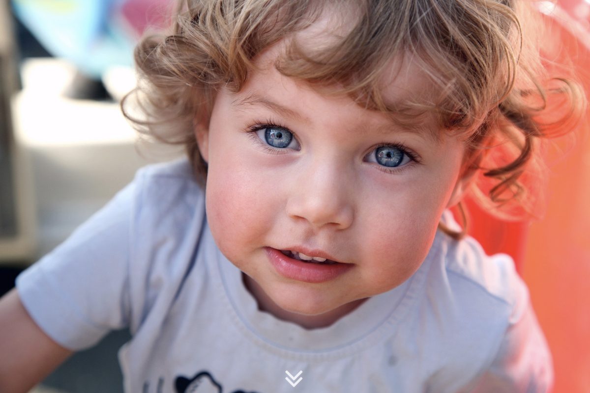 Young child with curly hair