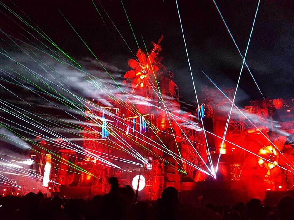 Festival laser show at night